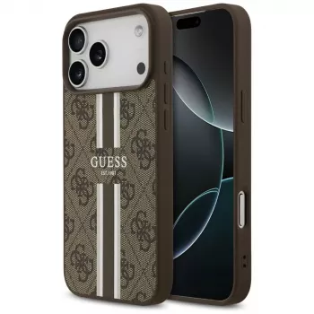 Guess 4G Printed Stripes MagSafe Case for iPhone 17 Pro Max (Brown)
