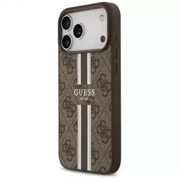 Guess 4G Printed Stripes MagSafe Case for iPhone 17 Pro Max (Brown)