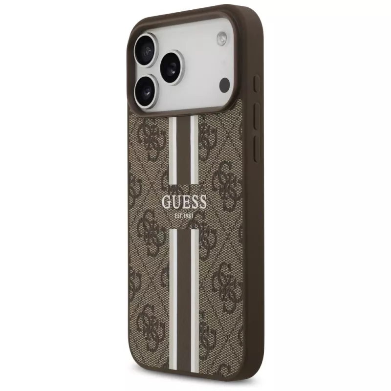 Guess 4G Printed Stripes MagSafe Case for iPhone 17 Pro Max (Brown)