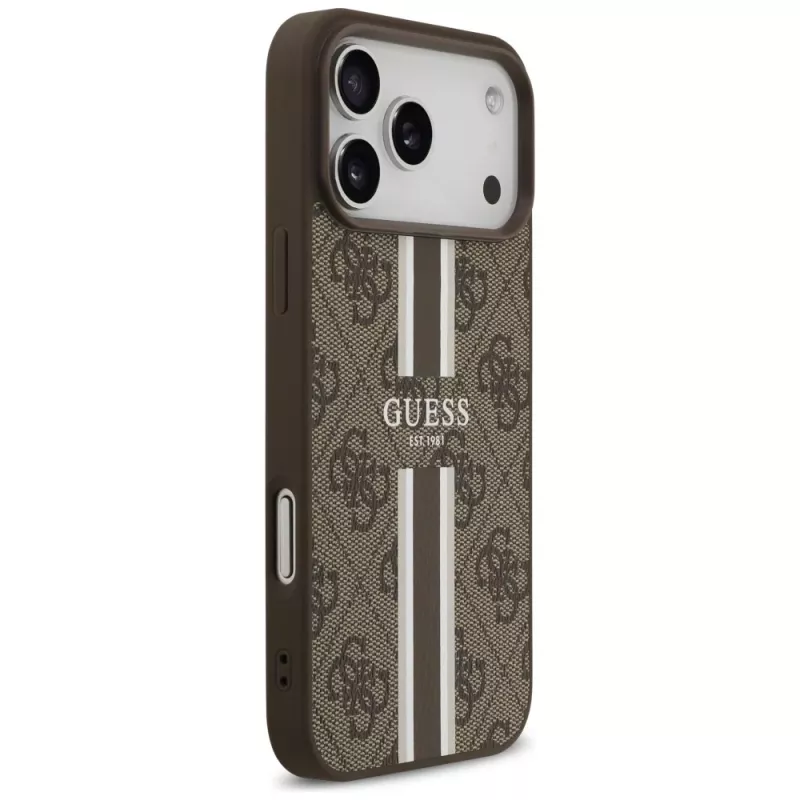 Guess 4G Printed Stripes MagSafe Case for iPhone 17 Pro Max (Brown)