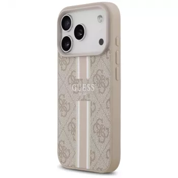 Guess 4G Printed Stripes Dėklas su MagSafe, skirtas iPhone 17 Pro (Rožinis)