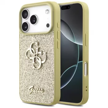 Guess Fixed Glitter Big 4G Dangtelis Apple iPhone 17 Pro, Auksinis