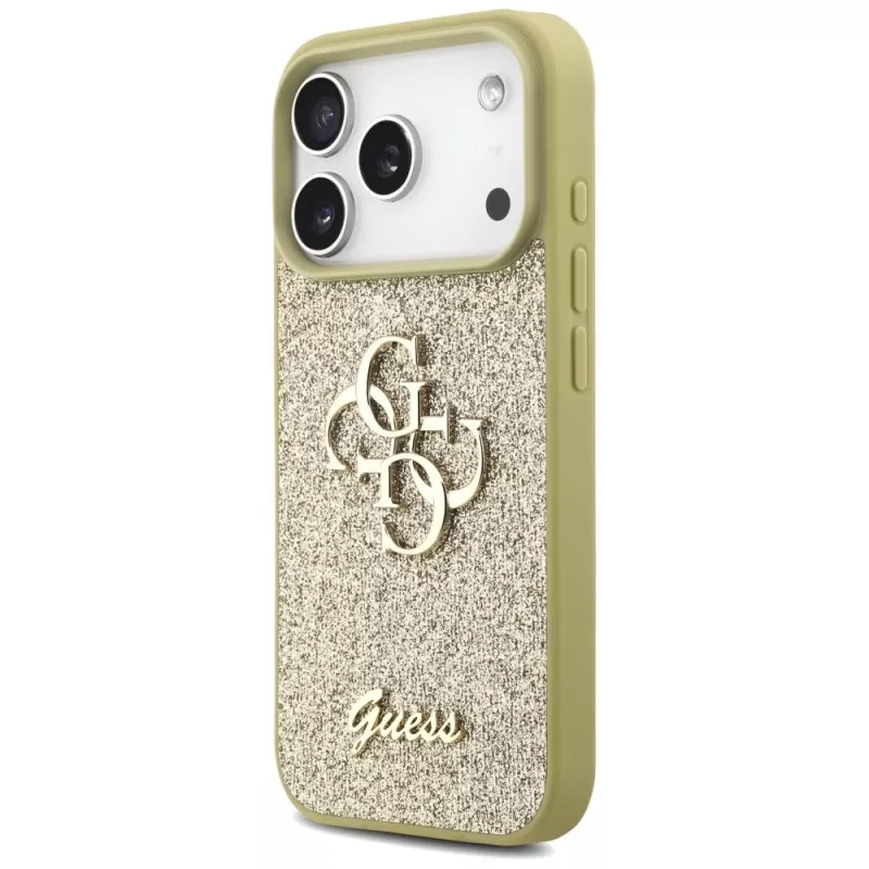 Guess Fixed Glitter Big 4G Dangtelis Apple iPhone 17 Pro, Auksinis