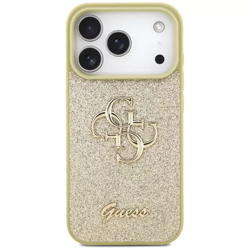 Guess Fixed Glitter Big 4G Dangtelis Apple iPhone 17 Pro, Auksinis