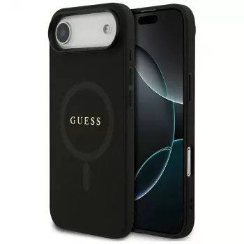 Guess Saffiano Classic Logo MagSafe Dėklas iPhone Air, Juodas