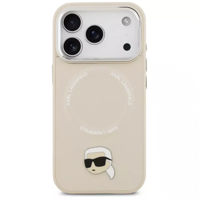 KARL LAGERFELD Karl Pin MagSafe Back Cover, skirta Apple iPhone 15 Pro Max, smėlio spalvos