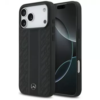 Etui Mercedes Leather Laurel Leaves Stripes MagSafe for iPhone 17 Pro Max Black
