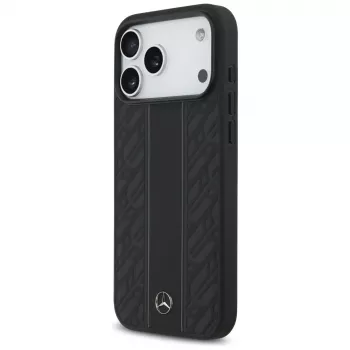 Etui Mercedes Leather Laurel Leaves Stripes MagSafe for iPhone 17 Pro Max Black