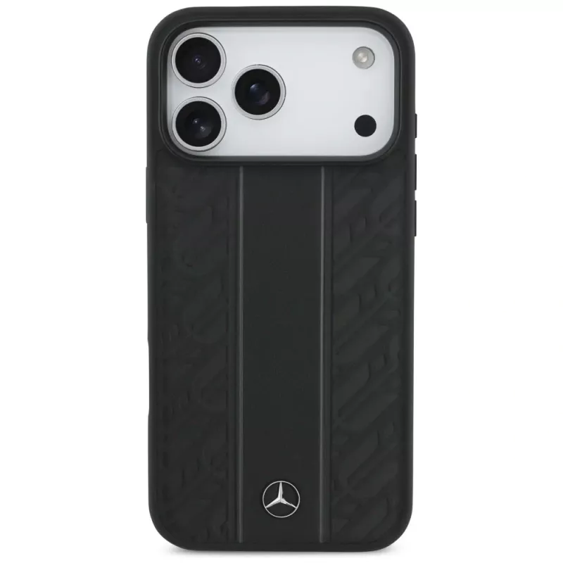 Etui Mercedes Leather Laurel Leaves Stripes MagSafe for iPhone 17 Pro Max Black