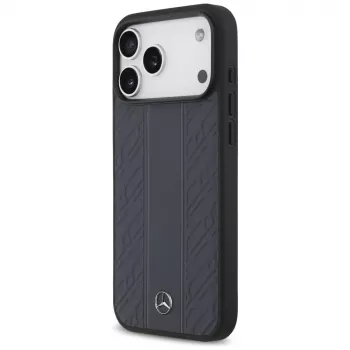 Mercedes Leather Laurel Leaves Stripes MagSafe Case for iPhone 17 Pro Max Blue