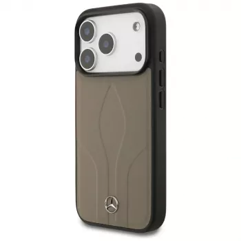 Mercedes Leather The Move MagSafe dėklas iPhone 17 Pro, Taupe