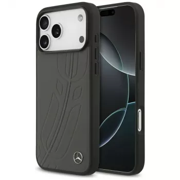 Mercedes Leather Large Laurel Leave MagSafe Case for iPhone 17 Pro Max Anthracite