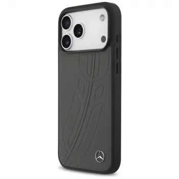 Mercedes Leather Large Laurel Leave MagSafe Case for iPhone 17 Pro Max Anthracite