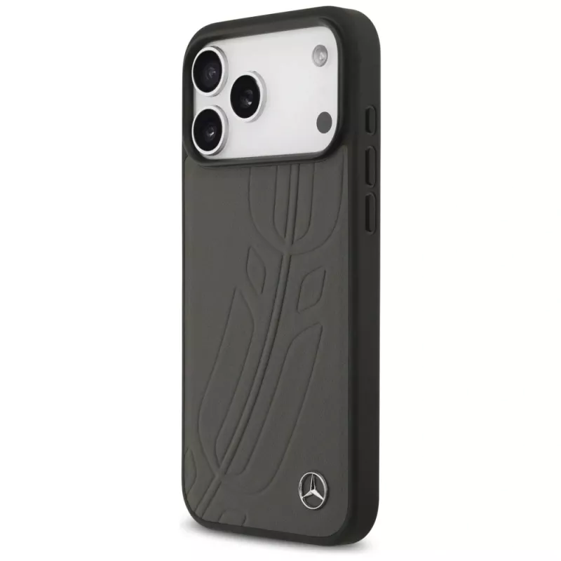 Mercedes Leather Large Laurel Leave MagSafe Case for iPhone 17 Pro Max Anthracite
