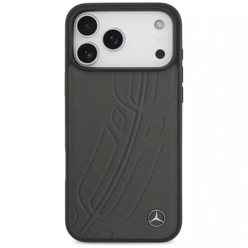 Mercedes Leather Large Laurel Leave MagSafe Case for iPhone 17 Pro Max Anthracite