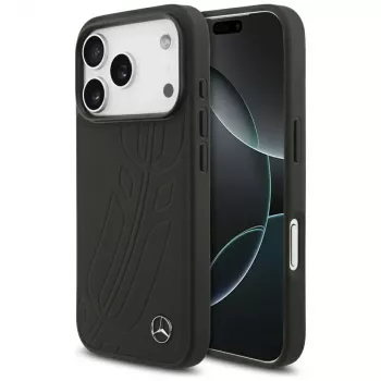 Mercedes odinis didelio lauro lapo dizaino MagSafe dėklas iPhone 17 Pro, juodas
