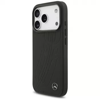 Mercedes odinis didelio lauro lapo dizaino MagSafe dėklas iPhone 17 Pro, juodas