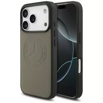 Mercedes Leather Vintage Logo MagSafe dėklas iPhone 17 Pro, taupe spalvos