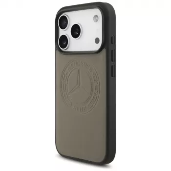 Mercedes Leather Vintage Logo MagSafe dėklas iPhone 17 Pro, taupe spalvos