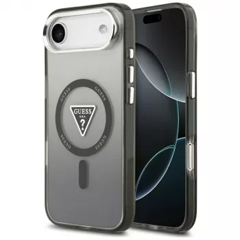 Guess IML Gradient Triangle Logo MagSafe Dėklas, skirta iPhone Air, juoda