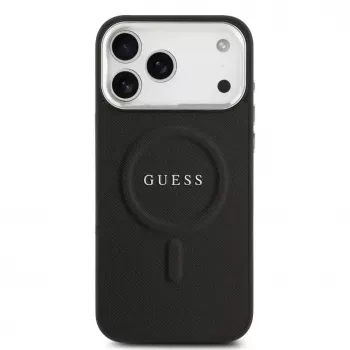 Guess Classic Logo MagSafe dėklas, skirtas iPhone 17 Pro Max, juodas