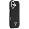 Guess Glitter Triangle Logo MagSafe Dėklas, iPhone 17, Juodas