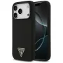 Guess silikoninis dėklas su trikampio logotipu ir MagSafe, skirtas iPhone 17 Pro, juodas