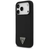 Guess silikoninis dėklas su trikampio logotipu ir MagSafe, skirtas iPhone 17 Pro, juodas