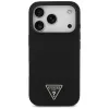 Guess silikoninis dėklas su trikampio logotipu ir MagSafe, skirtas iPhone 17 Pro, juodas
