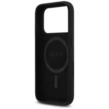 Guess Silicone Triangle Logo MagSafe Dėklas iPhone 17 Pro Max (Juodas)