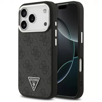 Guess 4G Triangle Logo MagSafe Dėklas, skirtas iPhone 17 Pro (Juodas)