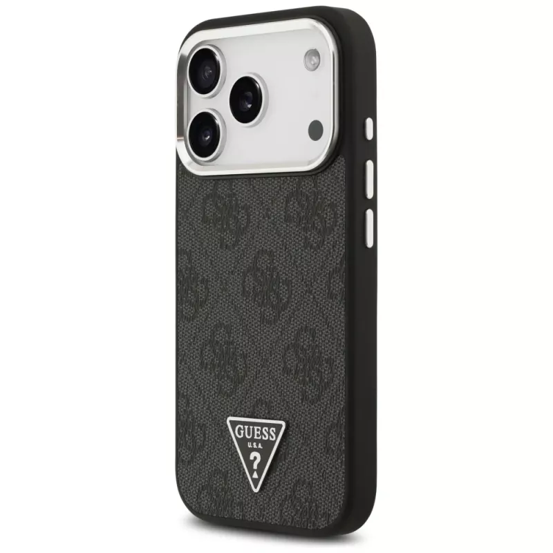 Guess 4G Triangle Logo MagSafe Dėklas, skirtas iPhone 17 Pro (Juodas)