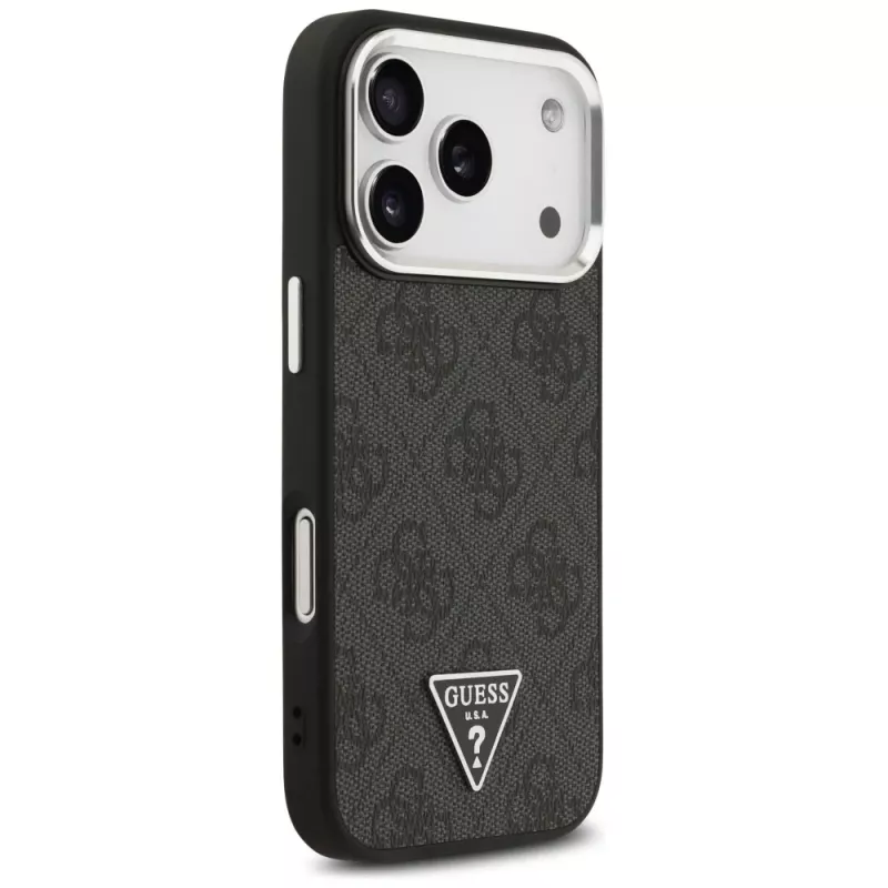 Guess 4G Triangle Logo MagSafe Dėklas, skirtas iPhone 17 Pro (Juodas)