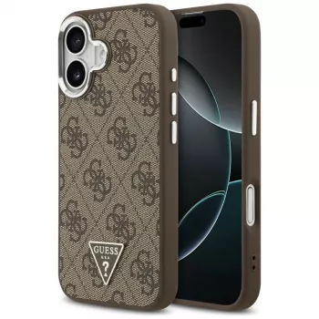 Guess 4G Triangle Logo MagSafe Dėklas, skirtas iPhone 17 (Ruda spalva)