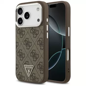 Guess 4G Triangle Logo MagSafe Dėklas, skirtas iPhone 17 Pro (Ruda spalva)