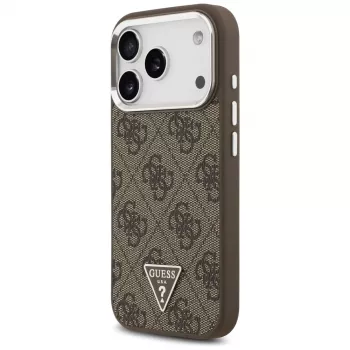 Guess 4G Triangle Logo MagSafe Dėklas, skirtas iPhone 17 Pro (Ruda spalva)