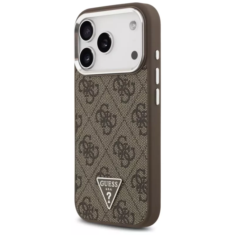 Guess 4G Triangle Logo MagSafe Dėklas, skirtas iPhone 17 Pro (Ruda spalva)