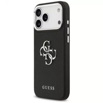Guess Grained Big 4G Classic Logo Dėklas iPhone 17 Pro Max - Juodas