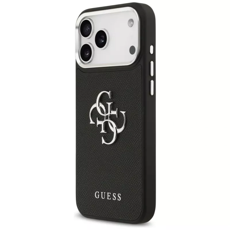 Guess Grained Big 4G Classic Logo Dėklas iPhone 17 Pro Max - Juodas