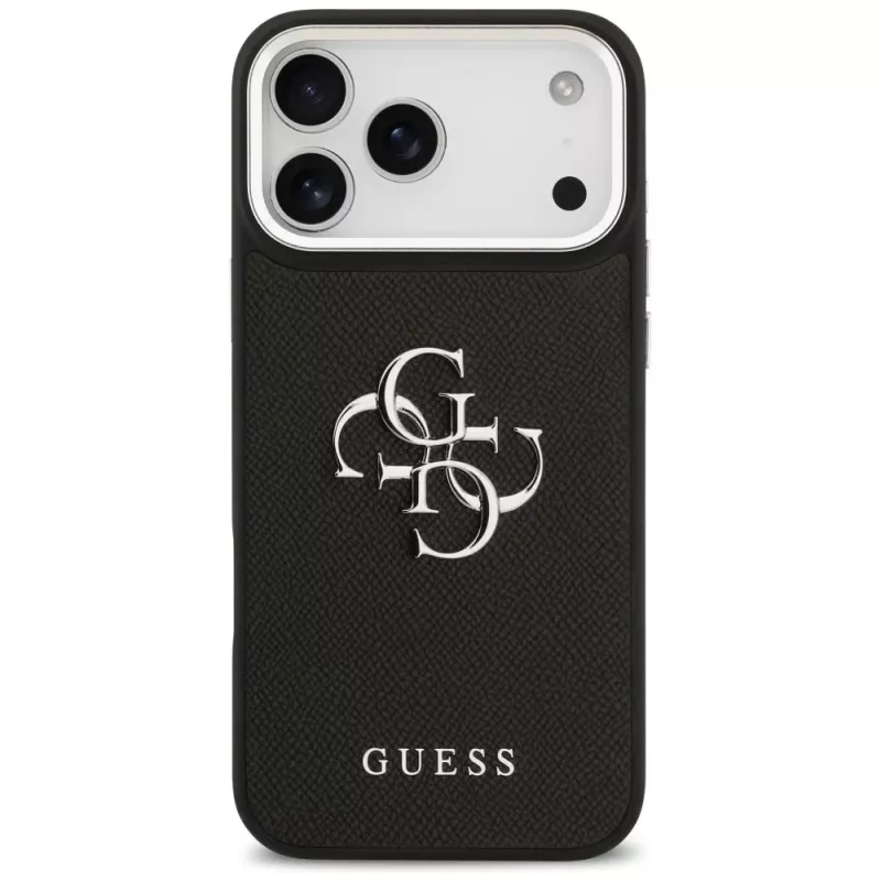 Guess Grained Big 4G Classic Logo Dėklas iPhone 17 Pro Max - Juodas
