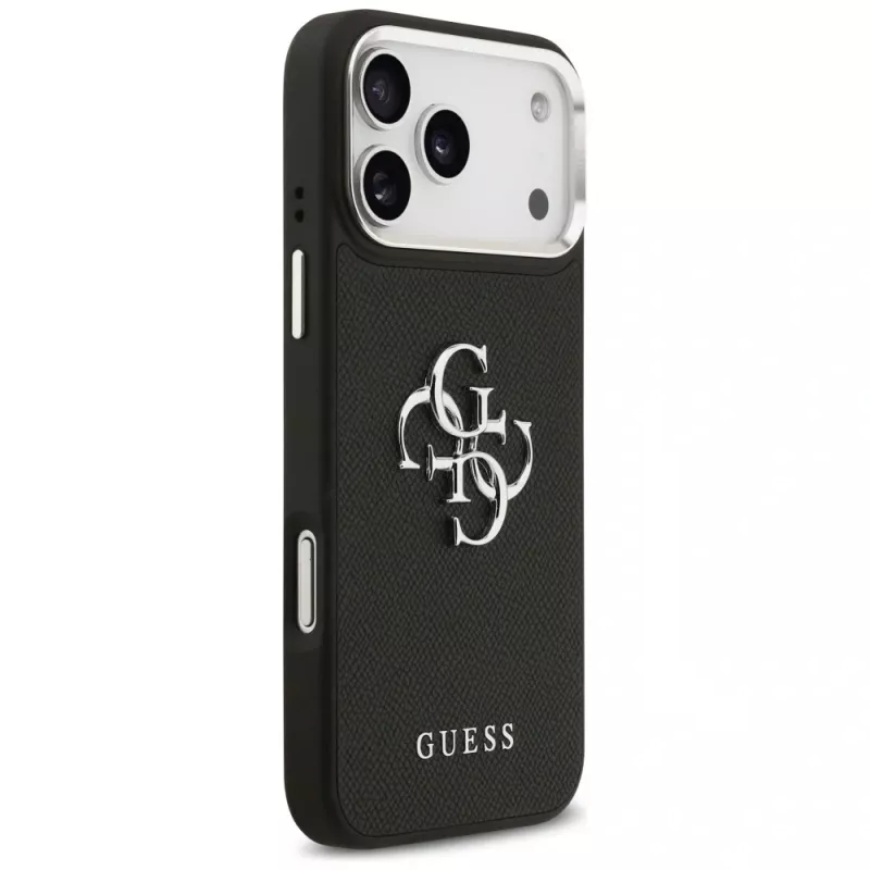 Guess Grained Big 4G Classic Logo Dėklas iPhone 17 Pro Max - Juodas