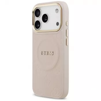 Guess Peony Hot Stamp MagSafe Dėklas, iPhone 17 Pro, Rožinis