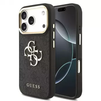 Guess 4G Big 4G Classic Logo Dėklas iPhone 17 Pro Max (Juodas / Auksinis)