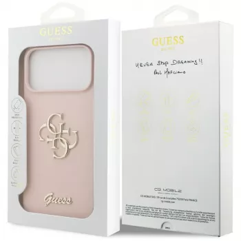 Guess Silicone Big 4G Script Dėklas, skirtas Apple iPhone 17 Pro Max - Rožinis