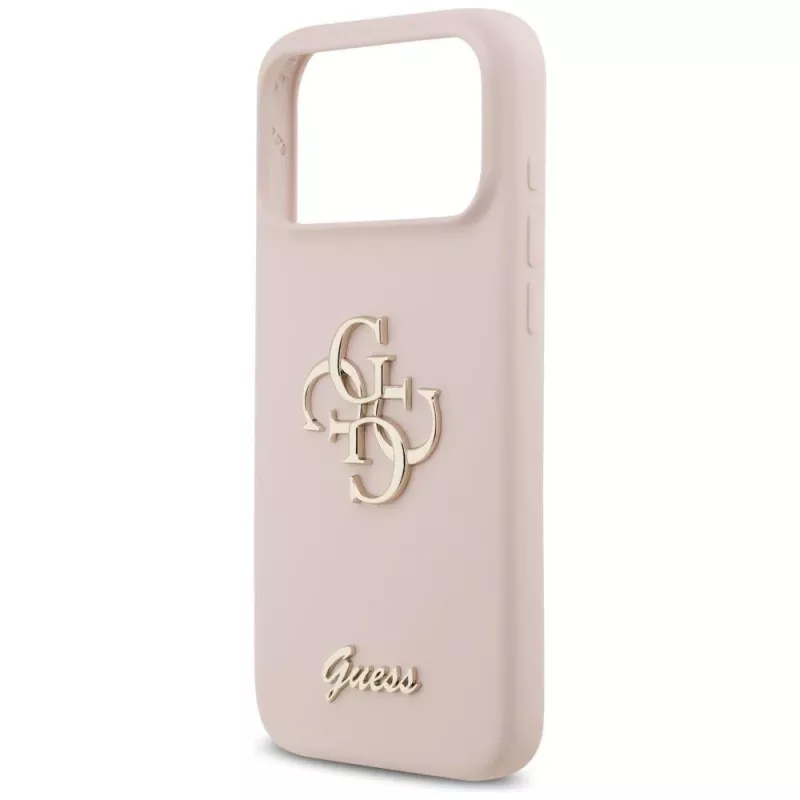 Guess Silicone Big 4G Script Dėklas, skirtas Apple iPhone 17 Pro Max - Rožinis