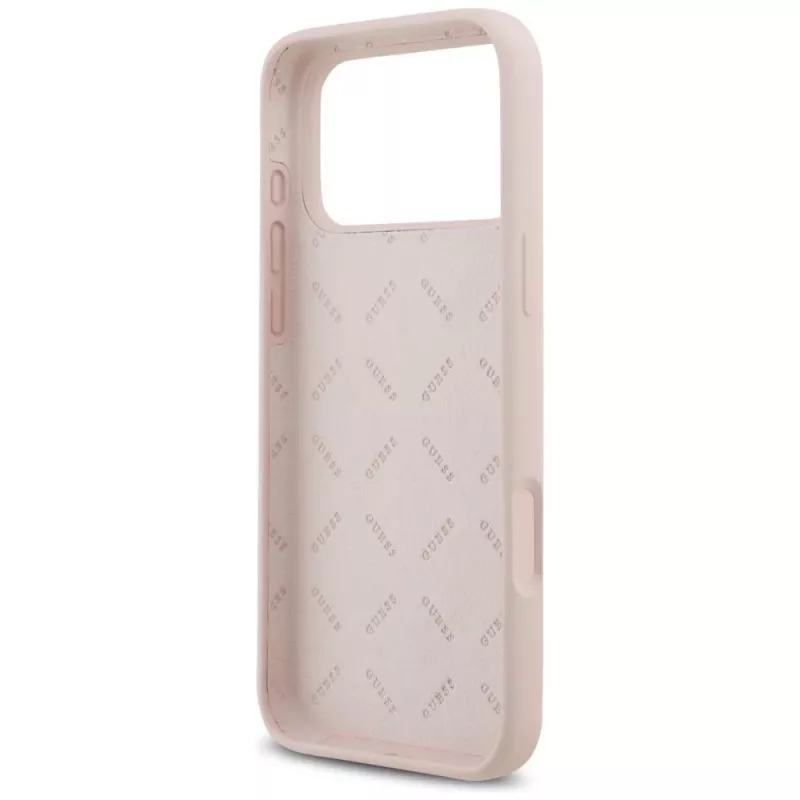 Guess Silicone Big 4G Script Dėklas, skirtas Apple iPhone 17 Pro Max - Rožinis