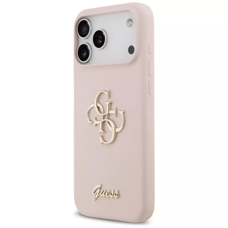 Guess Silicone Big 4G Script Dėklas, skirtas Apple iPhone 17 Pro Max - Rožinis