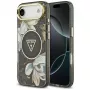 Guess IML Glitter Flowers Triangle MagSafe dėklas iPhone Air - juodas