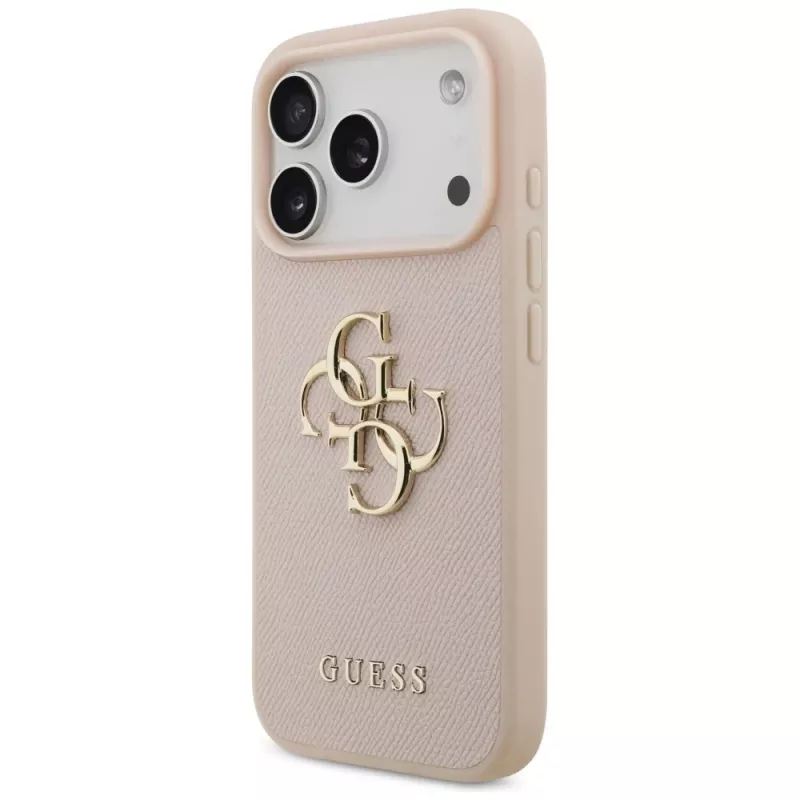 Guess Grained Big 4G & Classic Logo Dėklas, iPhone 17 Pro, Rožinis