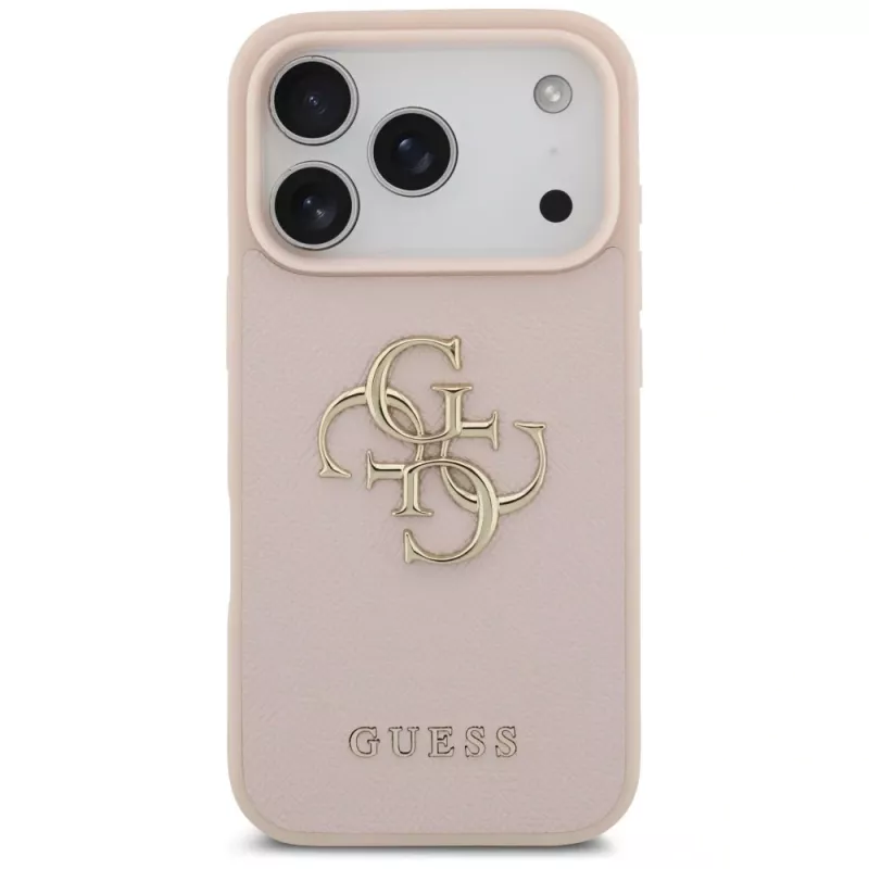 Guess Grained Big 4G & Classic Logo Dėklas, iPhone 17 Pro, Rožinis